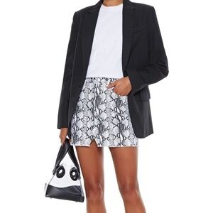 FRAME Le Mini Frayed Snake Print Denim Mini Skirt